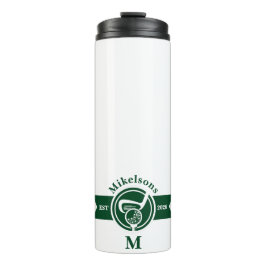 Personalized Classic Green Golf Monogram Crest Thermosbecher