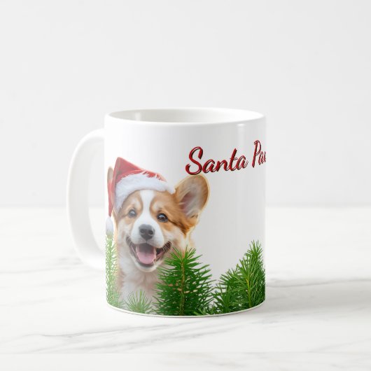 Personalized Classic Mug – Santa Paws Corgi Design Kaffeetasse (Vorderseite Links)