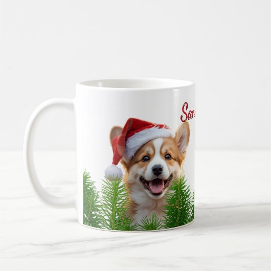 Personalized Classic Mug – Santa Paws Corgi Design Kaffeetasse (Links)