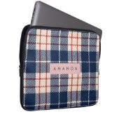 Personalized Classic Navy and Red Plaid Laptopschutzhülle (Vorne Rechts)