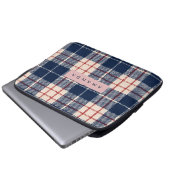 Personalized Classic Navy and Red Plaid Laptopschutzhülle (Vorne Knopf)