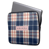 Personalized Classic Navy and Red Plaid Laptopschutzhülle (Vorderseite Links)