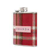 Personalized Classic Red and Olive Plaid  Flachmann (Links)