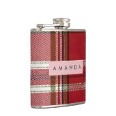 Personalized Classic Red and Olive Plaid  Flachmann (Rechts)
