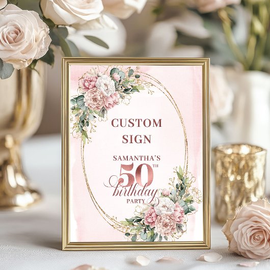 Personalized Classic Rose Gold 50 Birthday Custom Poster