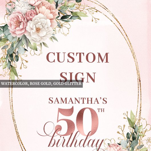 Personalized Classic Rose Gold 50 Birthday Custom Poster