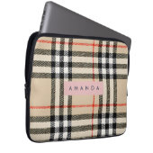 Personalized Classic Tan, Black & Red Plaid Laptopschutzhülle (Vorne Rechts)