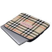 Personalized Classic Tan, Black & Red Plaid Laptopschutzhülle (Vorne Knopf)