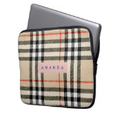 Personalized Classic Tan, Black & Red Plaid Laptopschutzhülle (Vorderseite Links)