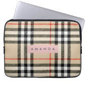 Personalized Classic Tan, Black & Red Plaid Laptopschutzhülle (Vorderseite)