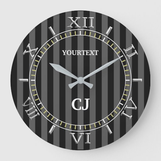 Personalized Classy Vertical Stripes Dial on a Große Wanduhr (Vorderseite)