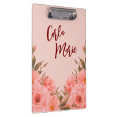 Personalized Clipboard | Pink Floral Design Klemmbrett (Rechts)