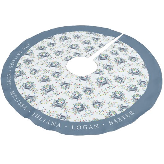 Personalized Coastal Crab Christmas Lights Polyester Weihnachtsbaumdecke (Schrägansicht)