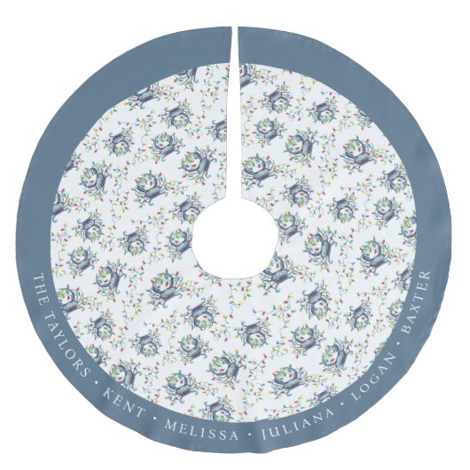 Personalized Coastal Crab Christmas Lights Polyester Weihnachtsbaumdecke (Vorderseite)