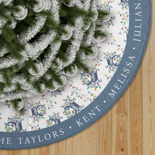 Personalized Coastal Crab Christmas Lights Polyester Weihnachtsbaumdecke