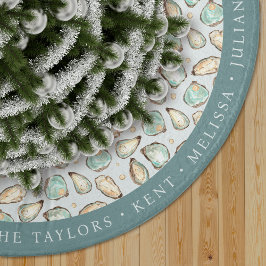Personalized Coastal Oyster Shell Polyester Weihnachtsbaumdecke