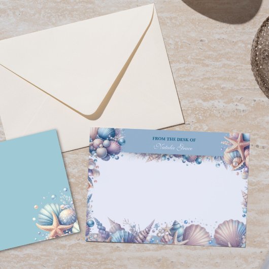 Personalized Coastal Seashell Notecard Mitteilungskarte