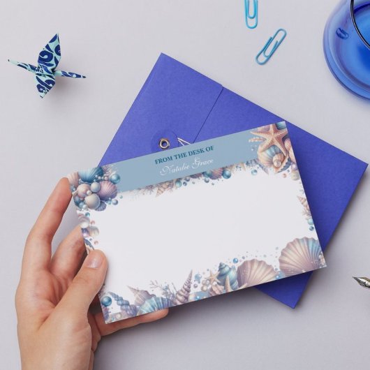 Personalized Coastal Seashell Notecard Mitteilungskarte