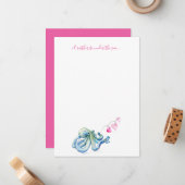 Personalized Coastal Stationery Watercolor Octopus Mitteilungskarte (Vorderseite/Rückseite Beispiel)