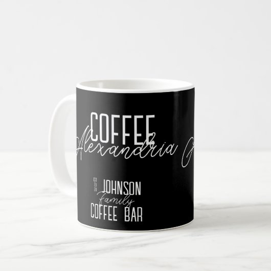 Personalized Coffee Bar Black and White Kaffeetasse (Vorderseite Links)