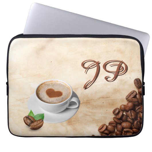 Personalized Coffee Laptop Sleeve Initials (Vorderseite)
