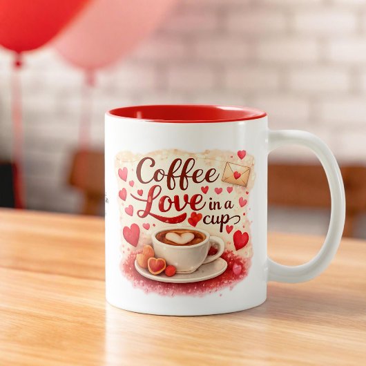 Personalized Coffee Love in a Cup Valentine mug Zweifarbige Tasse