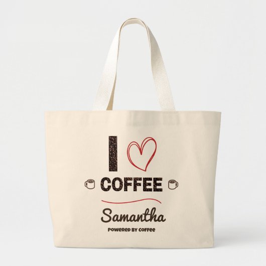 Personalized Coffee Lover Name Design Jumbo Stoffbeutel (Vorne)