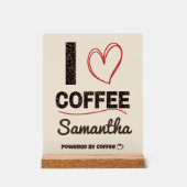 Personalized Coffee Lover Powered by Coffee Gift Acrylschild (Vorderseite)