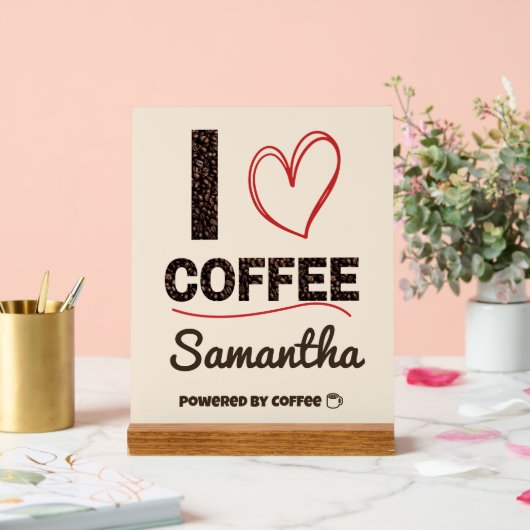 Personalized Coffee Lover Powered by Coffee Gift Acrylschild (Hochzeit)
