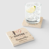 Personalized Coffee Lover Stone Coaster Steinuntersetzer (Seitenansicht)