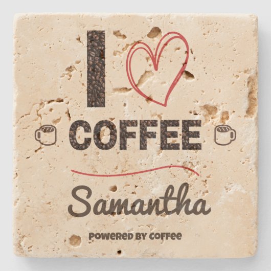 Personalized Coffee Lover Stone Coaster Steinuntersetzer (Vorderseite)
