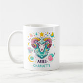 Personalized Colorful Aries Zodiac Astrology Sign Kaffeetasse (Links)