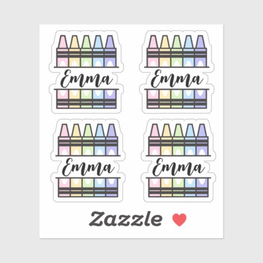Personalized Colorful Crayon Name Sticker (Blatt)