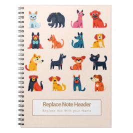 Personalized Colorful Cute Dogs Notebook Notizblock