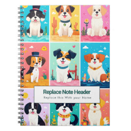 Personalized Colorful Cute Dogs Notebook Notizblock