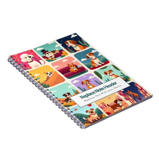 Personalized Colorful Cute Dogs Notebook Notizblock (Rechte Seite)