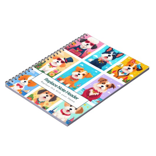 Personalized Colorful Cute Dogs Notebook Notizblock (Linke Seite)