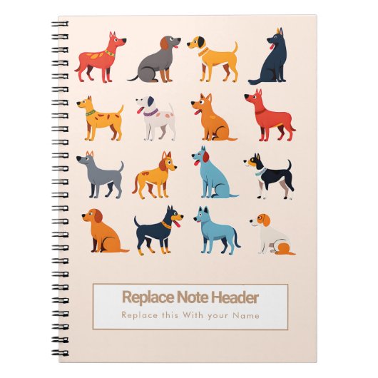 Personalized Colorful Cute Dogs Notebook Notizblock (Vorderseite)