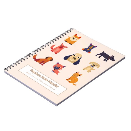 Personalized Colorful Cute Dogs Notebook Notizblock (Linke Seite)