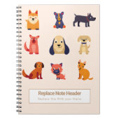 Personalized Colorful Cute Dogs Notebook Notizblock (Vorderseite)
