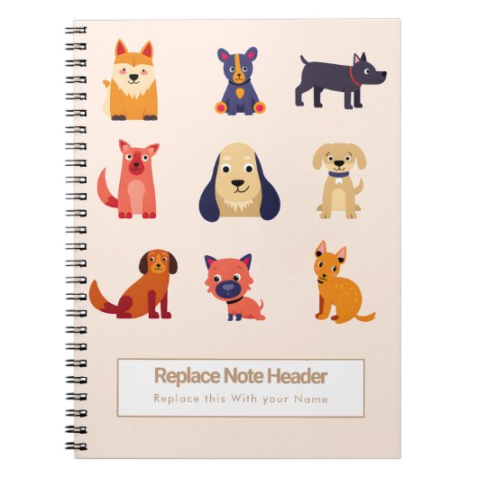Personalized Colorful Cute Dogs Notebook Notizblock (Vorderseite)