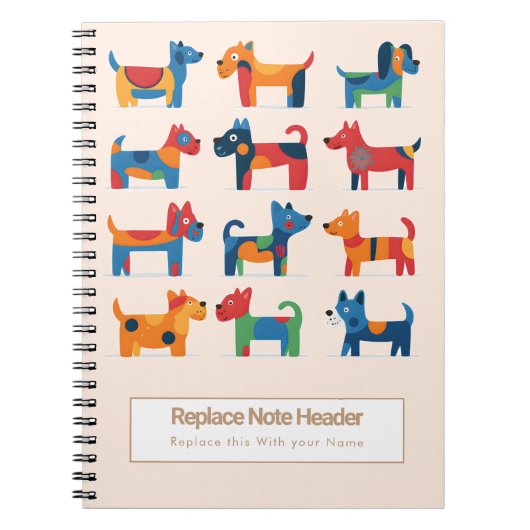 Personalized Colorful Cute Dogs Notebook Notizblock (Vorderseite)