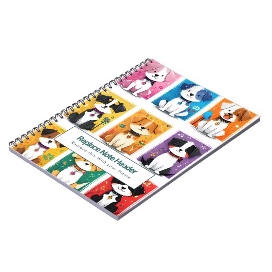 Personalized Colorful Cute Dogs Notebook Notizblock (Linke Seite)