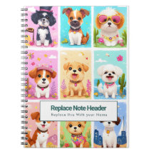 Personalized Colorful Cute Dogs Notebook