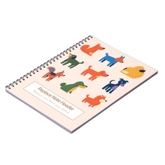 Personalized Colorful Cute Dogs Notebook Notizblock (Linke Seite)