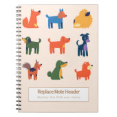Personalized Colorful Cute Dogs Notebook Notizblock (Vorderseite)