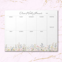 Personalized Colorful Flower Floral Weekly Planner
