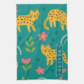 Personalized Colorful Fun Leopard Jungle Name Gift Geschirrtuch (Vertikal)