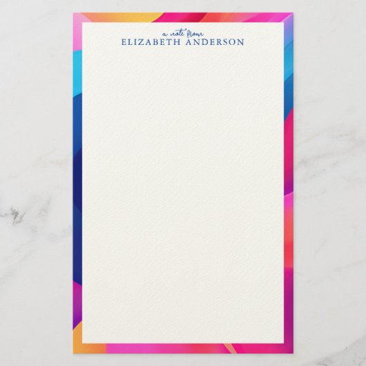 Personalized Colorful Geometric Border Briefpapier (Vorderseite)