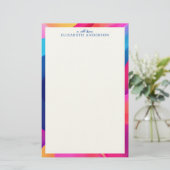 Personalized Colorful Geometric Border Briefpapier (Stehend Vorderseite)